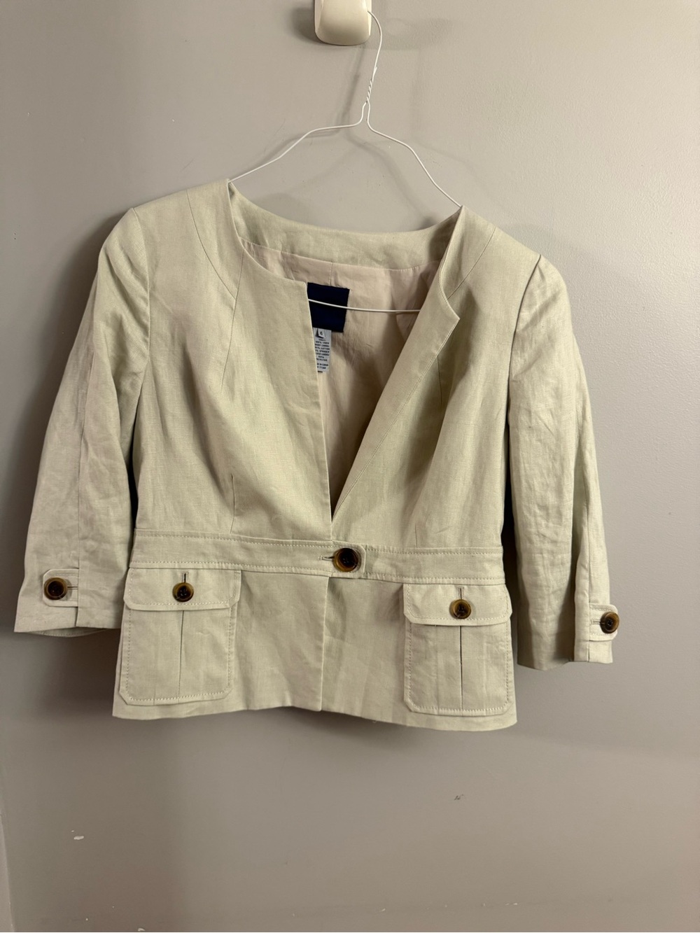 J.Crew Women's 100% Linen Cream Blazer Jacket Size 6